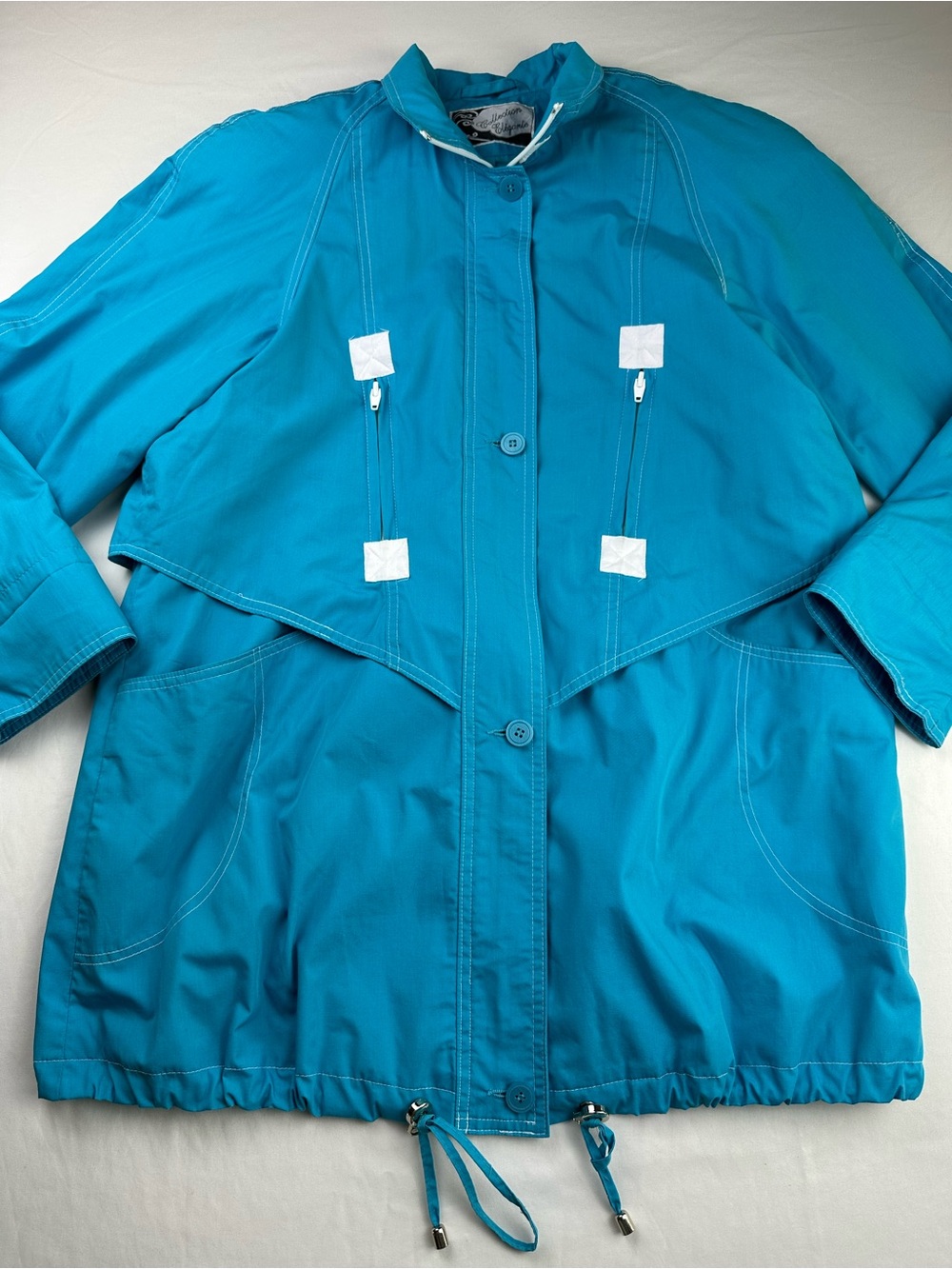 Vintage 80s 90s Teal Windbreaker Jacket | Retro Oversized Gorpcore Grandma Parka
